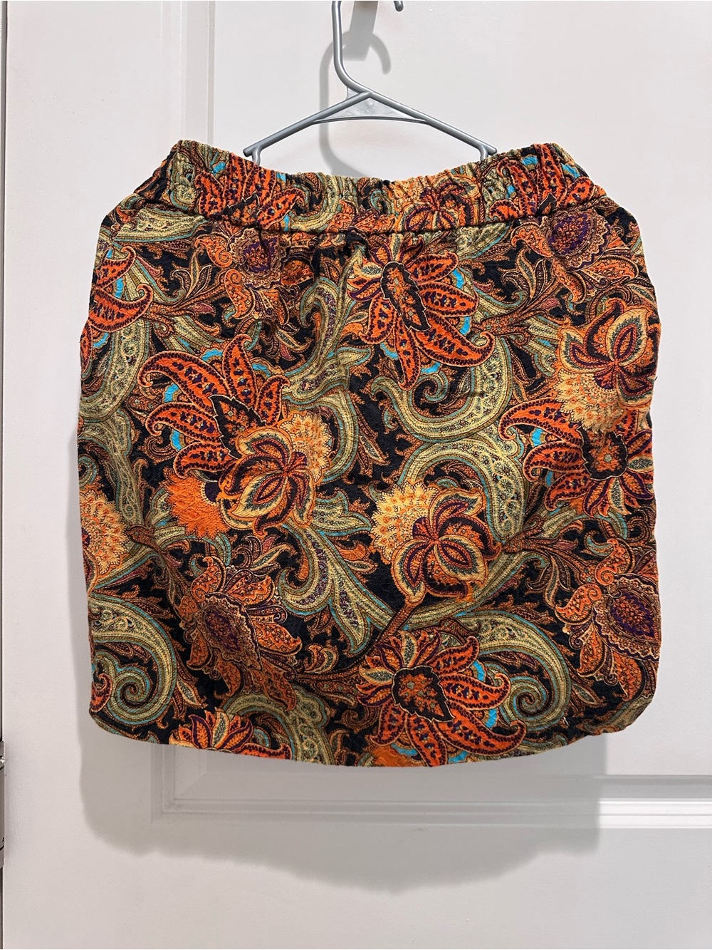 Reserved Paisley Mini Skirt in Orange, Green & Black